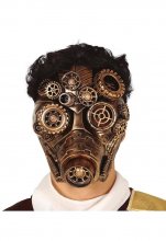 gold steampunk mask χρυσή μάσκα με γρανάζια, μάσκα ρομπότ, ρομπότ εποχής